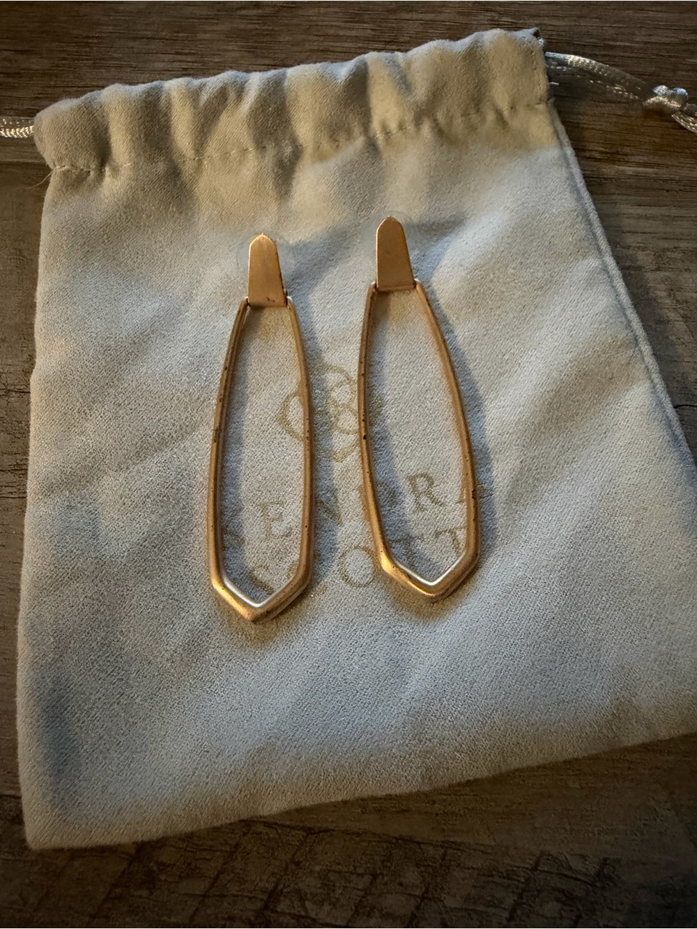 Kendra Scott Rose Gold Open Geometric Drop Earrings - Picture 2 of 6